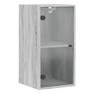 (grey sonoma) vidaXL Wall Cabinet with Glass Doors Bathroom Wall Storage Cabinet Grey Sonoma