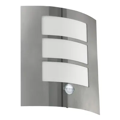 IP44 Outdoor Wall Light & PIR Motion Sensor Stainless Steel 1x 60W E27 Bulb