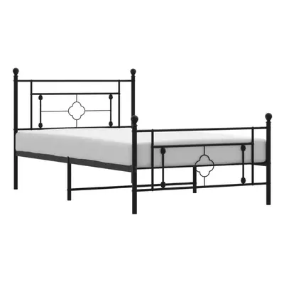 (black, x cm/with headboard & footboard) vidaXL Metal Bed Frame Home Bedroom Bed Base Mattress F