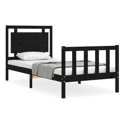 (black, x cm) vidaXL Bed Frame Bed Base Platform Bed with Headboard King Size Solid Wood