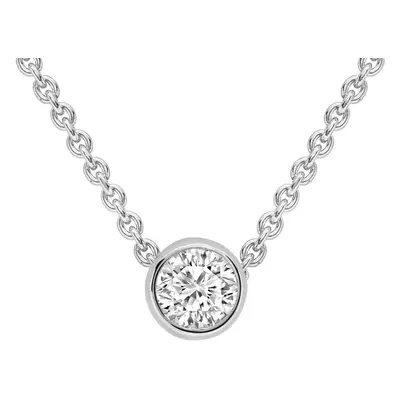 Jewelco London 18ct White Gold Diamond Solitaire Bezel Set Slider pendant Necklace 0.9mm 18" 45c