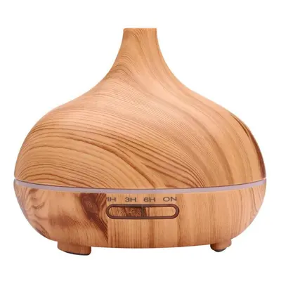 (Light wood grain, Without remote control) 300ML Essential Diffuser Aromatherapy LED Ultrasonic 