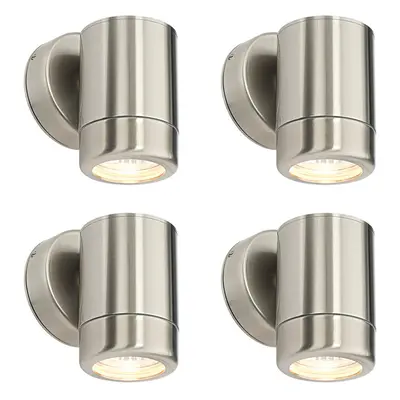 4 PACK Dimmable Outdoor IP65 Wall Downlight - 7W GU10 LED - Stainless Steel