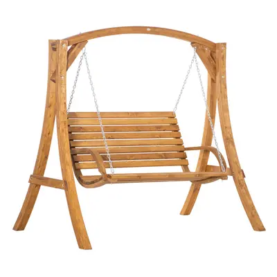 Outsunny Seater Garden Swing Chair, Outdoor Wooden Swing Bench Lounger