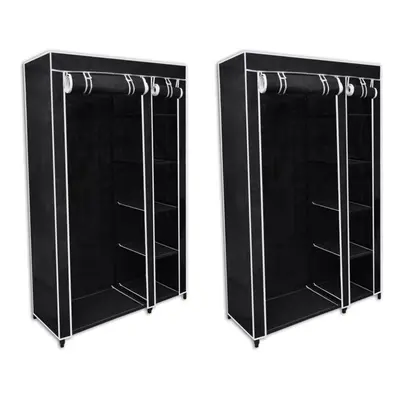 vidaXL 2x Wardrobes Black Fabric Cloth Shoe Storage Rack Organiser Cabinet