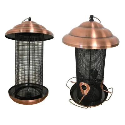 Copper Style Large Hanging Seed & Nut Bird Feeders Set