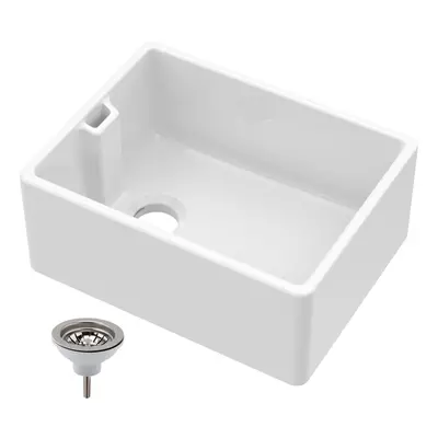 Single Bowl Fireclay Ceramic Belfast Sink & Strainer Waste - 595mm