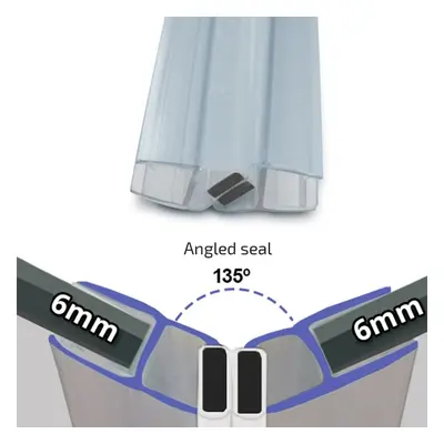 Clear Magnetic Shower Enclosure Seal 6mm x 2000mm