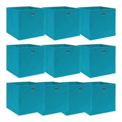 vidaXL 10x Storage Boxes Baby Blue Fabric Foldable Garden Chests Organisers