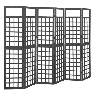 vidaXL Solid Fir Wood 6-Panel Room Divider/Trellis Black Patio Privacy Screen