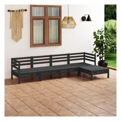 vidaXL Garden Lounge Set Outdoor Sofa Set Couch Piece Solid Pinewood Black