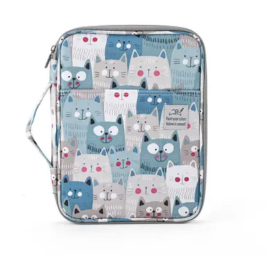 (Light Blue) Slots Large Capacity Pencil Bag Case Sketch Organizer Bag Colored Pencil Watercolor