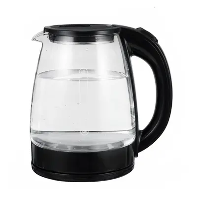 (Black) 1500W 2L Electric Kettle Stainless Steel Portable Glass Kettle with Blue Light Glass Wat