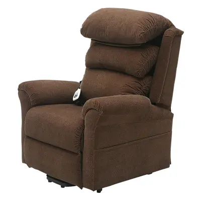 Dual Motor Rise and Recline Armchair - Waterfall Pillow - Brown Chenille Fabric