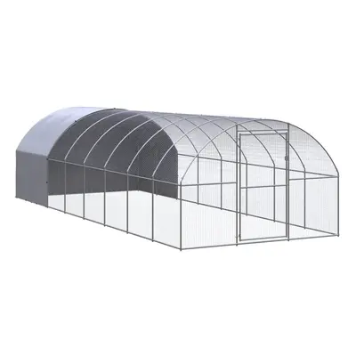 vidaXL Outdoor Chicken Coop 3x8x2 m Galvanised Steel Garden Poultry House