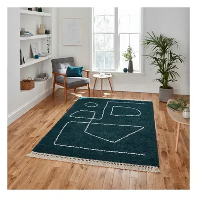 (Emerald Green, x cm) Moroccan Design Shaggy Rug Abstract Tribal Large 5cm Thick Shag Pile Rugs 