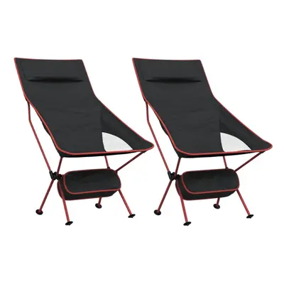 (black and red) vidaXL Foldable Camping Chairs Camp Chair pcs Oxford Fabric and Aluminium