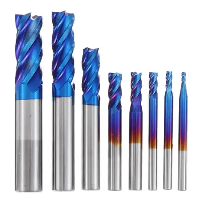 HRC65 Tungsten Carbide Flutes Milling Cutter 2-12mm Blue Nano Coating CNC Milling Cutter Tool