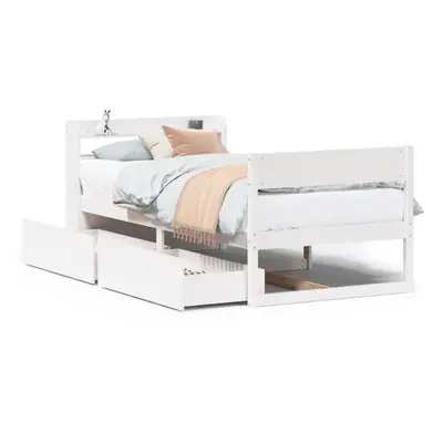 vidaXL Bed Frame without Mattress White 75x190 cm Small Single Solid Wood Pine