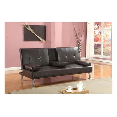 (Brown) Yamba Faux Leather Sofa Bed