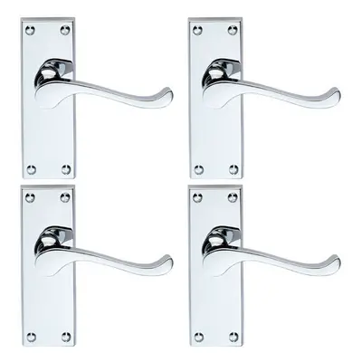 4x PAIR Victorian Scroll Handle on Latch Backplate x 41mm Polished Chrome