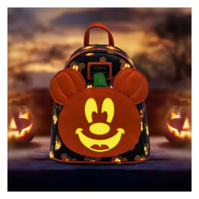 Disney Mickey Mouse Mick-O-Lantern Glow in the Dark Deluxe Loungefly Mini Backpack