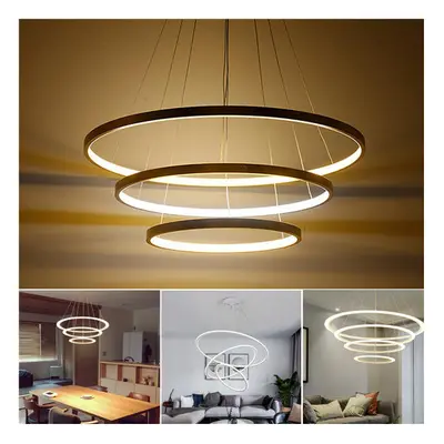 (Warm Light) LED Ceiling Pendant Dimming Ring Light Holder Lamp Shade Fixture Home Living Room D