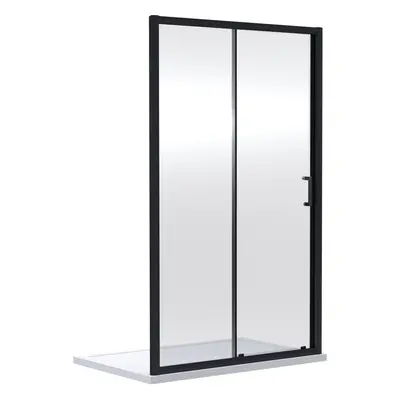 Ruwa 6mm Toughened Safety Glass Sliding Shower Door - x 1400mm - Matt Black - Balterley