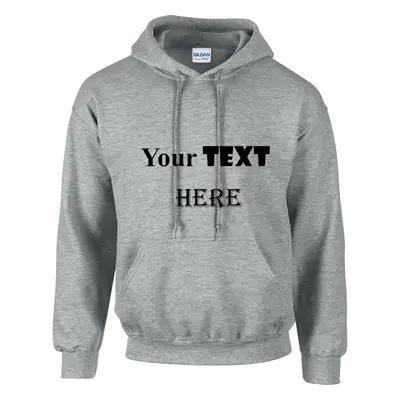 (Grey, 5XL) Personalised Mens Custom Printed Hoodie Hooded Sweatshirt Text Word Printing