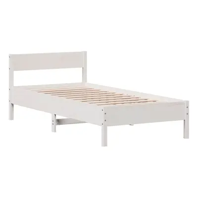 (white, x cm) vidaXL Bed Frame with Headboard Bed Base Wax Brown 90x200 cm Solid Wood Pine