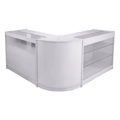 Shop Counter Brilliant White Retail Display Storage Cabinets Glass Shelves Lockable Taurus