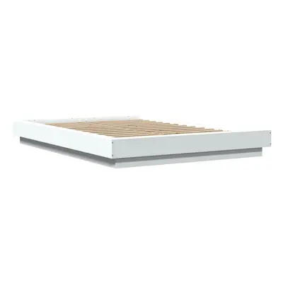 (white, x cm) vidaXL Bed Frame and LED Lights Bed Base Mattress Foundation Engineered Wood