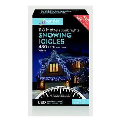 Premier - Snowing Icicles With Timer White - LED