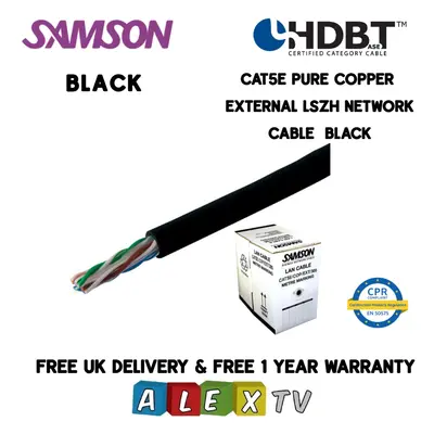 305m Samson CAT5E Copper LSZH BLACK External Network Cable HDBaseT Certified