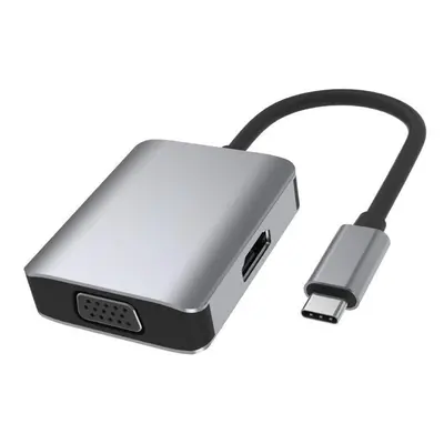 2-in-1 USB-C Docking Station Type-C to 4K HDMI VGA Adapter USB C HUB for MacBook Pro Laptop