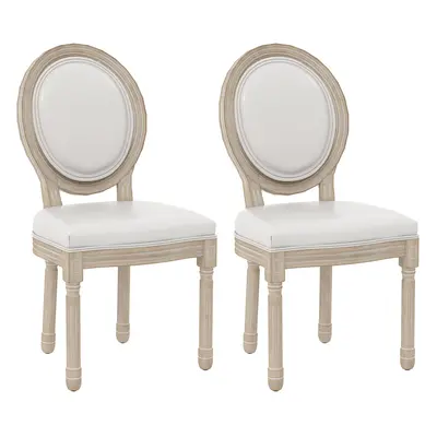 HOMCOM French Style Dining Chairs Set of with PU Leather Upholstery, Wood Legs