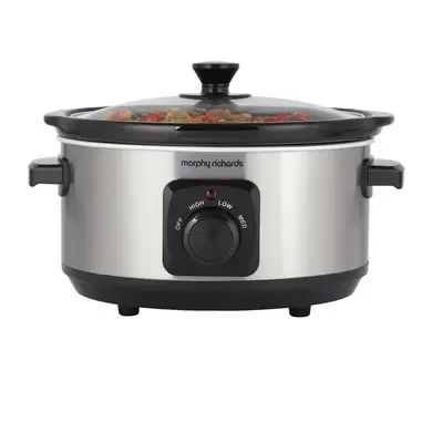 Morphy Richards 3.5L Stainless Steel Slow Cooker, Heat Settings, One Pot Solution, Dishwasher Sa