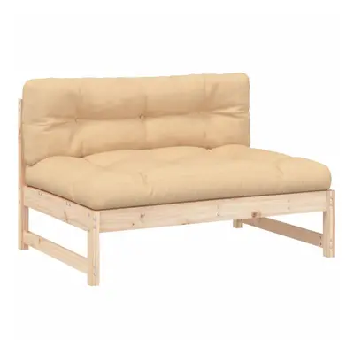 (natural pine, middle sofa) vidaXL Middle Sofa Patio Footrest Sectional Sofa with Cushions Solid