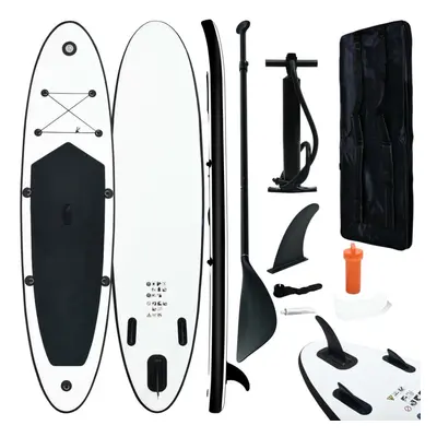 vidaXL Inflatable Stand Up Paddle Board Set SUP Surfboard Black and White