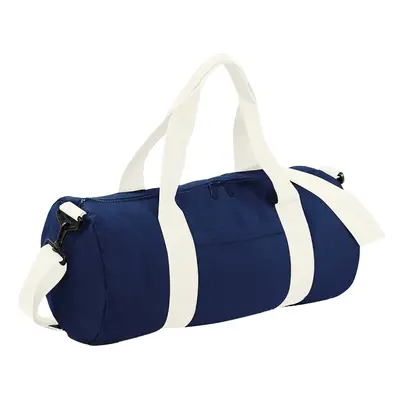 (One Size, French Navy/Off White) Bagbase Plain Varsity Barrel / Duffle Bag (20 Litres) (Pack of