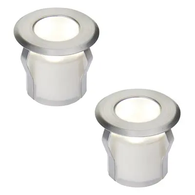 2 PACK Recessed Decking IP67 Guide Light - 0.8W Cool White LED - Stainless Steel