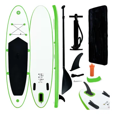 vidaXL Inflatable Stand Up Paddle Board Set SUP Surfboard Green and White