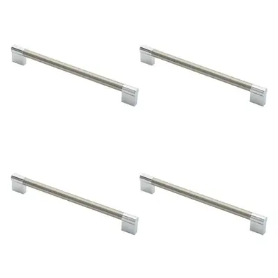 4x Keyhole Bar Pull Handle x 14mm 224mm Fixing Centres Satin Nickel & Chrome