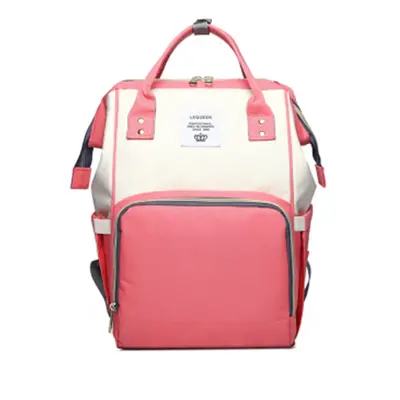 (Pink + White) 16L Mummy Backpack Baby Nappy Diaper Bag Large Capacity Storage Pouch Outdoor Tra