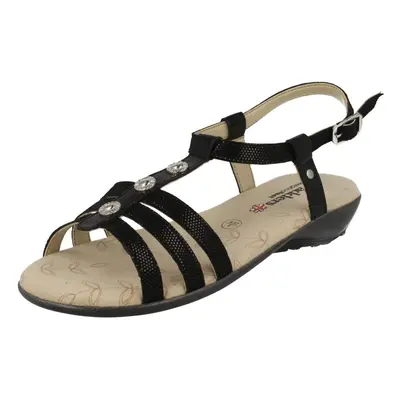 (UK 3, Black Combi (Black)) Ladies Padders T-Bar Sandals Pearl - E Fit