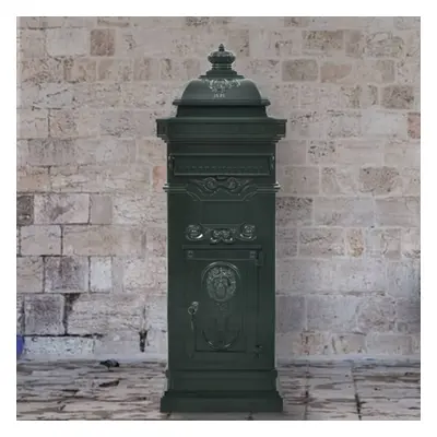 vidaXL Pillar Letterbox Aluminium Vintage Style Rustproof Green Mail Post Box