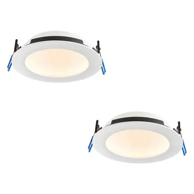 2 PACK Anti-Glare Recessed IP65 Ceiling Downlight - 15W CCT LED - Matt White