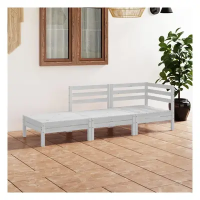 vidaXL Solid Pinewood Garden Lounge Set Piece White Outdoor Seating Sofa