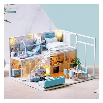 (1086g) Creative DIY Handmade Assemble Doll House Miniature Furniture Kit with Music Movement LE