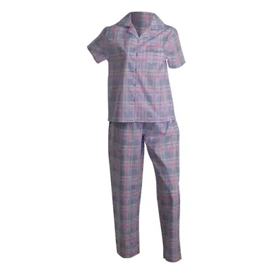 (Blue, UK 20/22) Slenderella Ladies Tartan Button Down Top & Trouser Bottoms Pyjamas